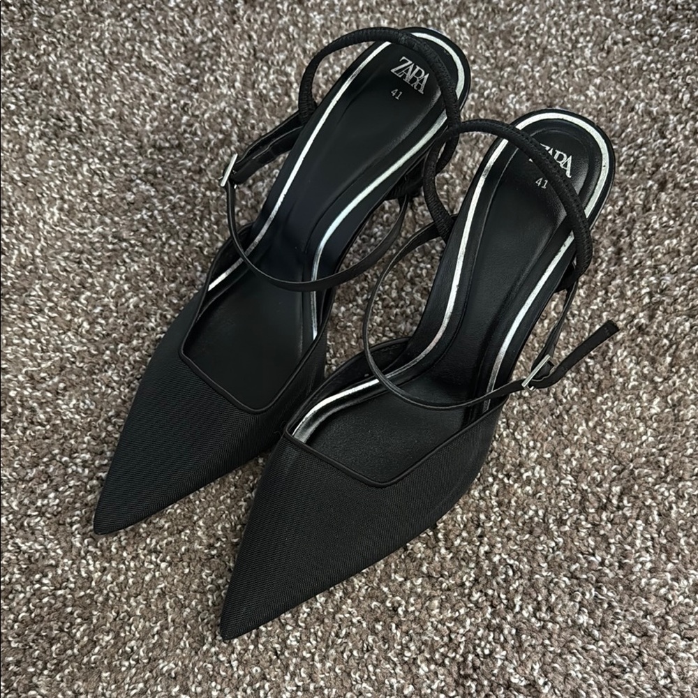 Zara Black Strappy Heels